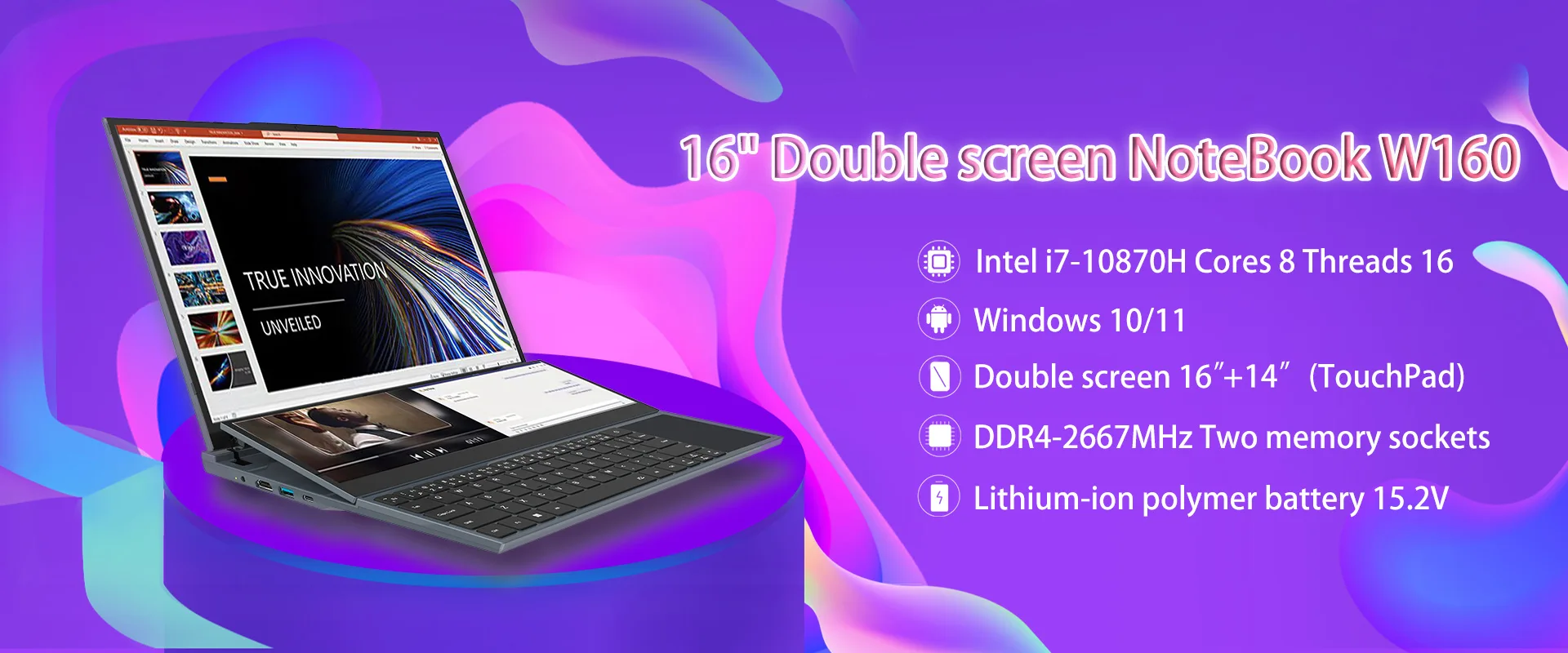 16'' Double Screen Notebook